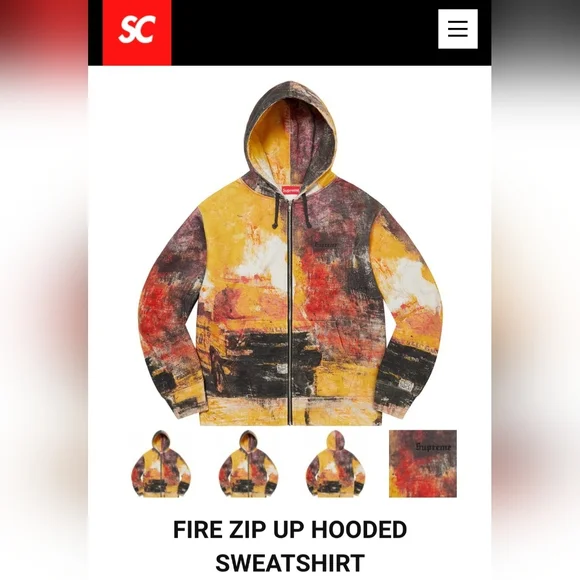 Supreme | Jackets & Coats | Supreme Fire Zip Up Hooded Sweatshirt 